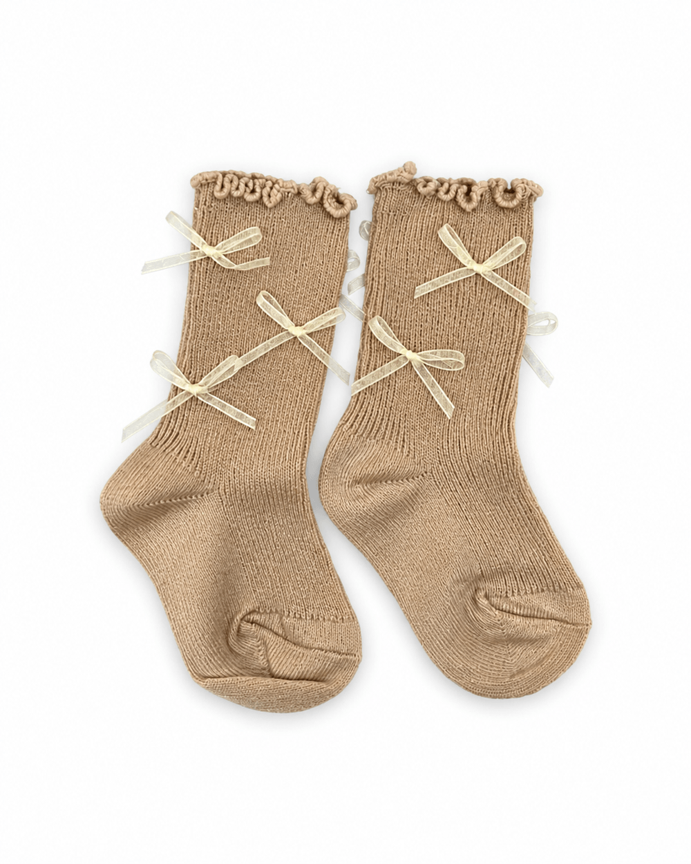 Beige Bow Baby Socks