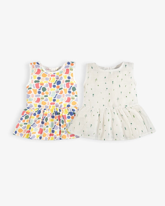 Honeybee Button frocks Combo Pack of 2