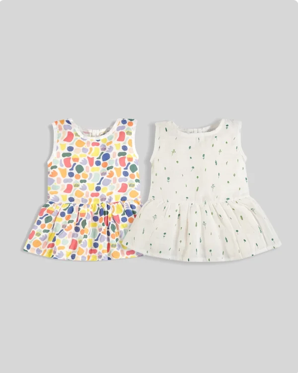 Honeybee Button frocks Combo Pack of 2