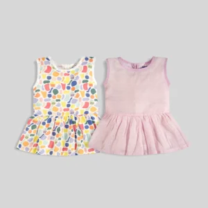 Sweet Pea Button Frocks Combo Pack of 2