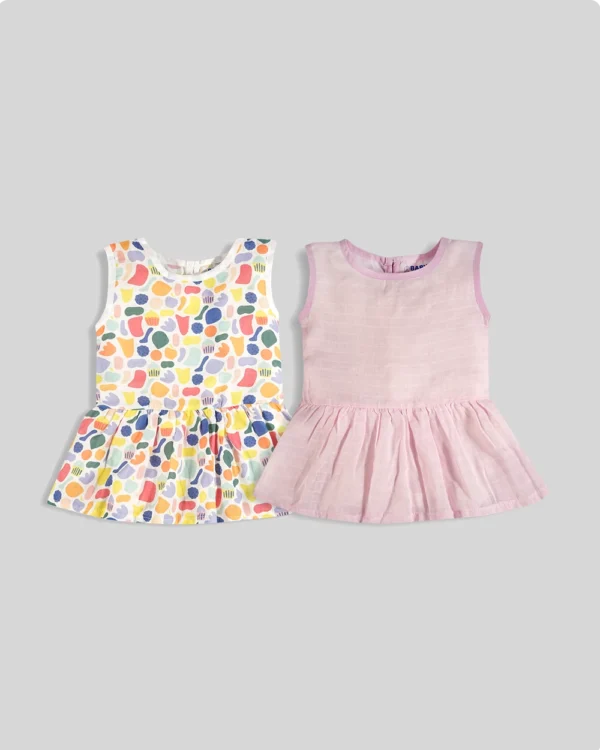 Sweet Pea Button Frocks Combo Pack of 2