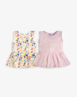 Sweet Pea Button Frocks Combo Pack of 2