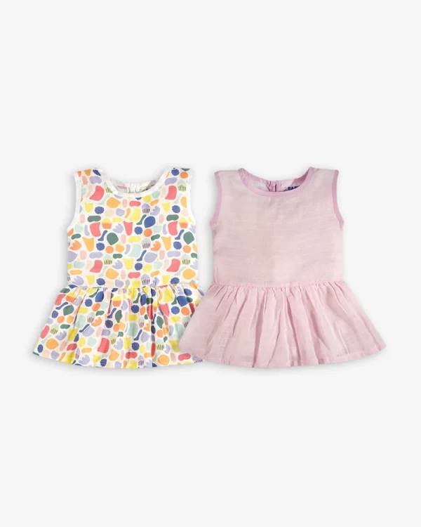 Sweet Pea Button Frocks Combo Pack of 2